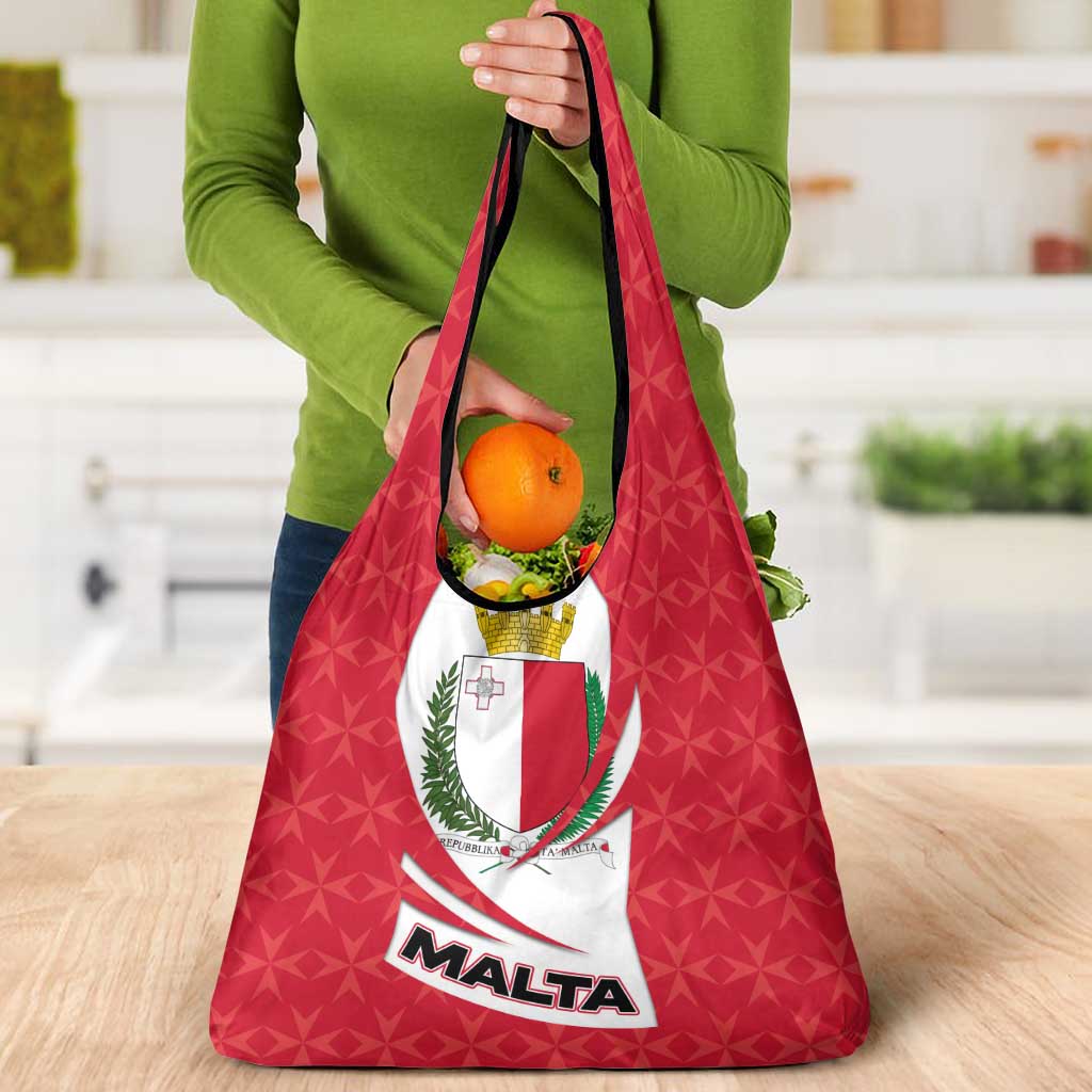 Malta Grocery Bag with Red White Swirl Design - Wonder Print Shop