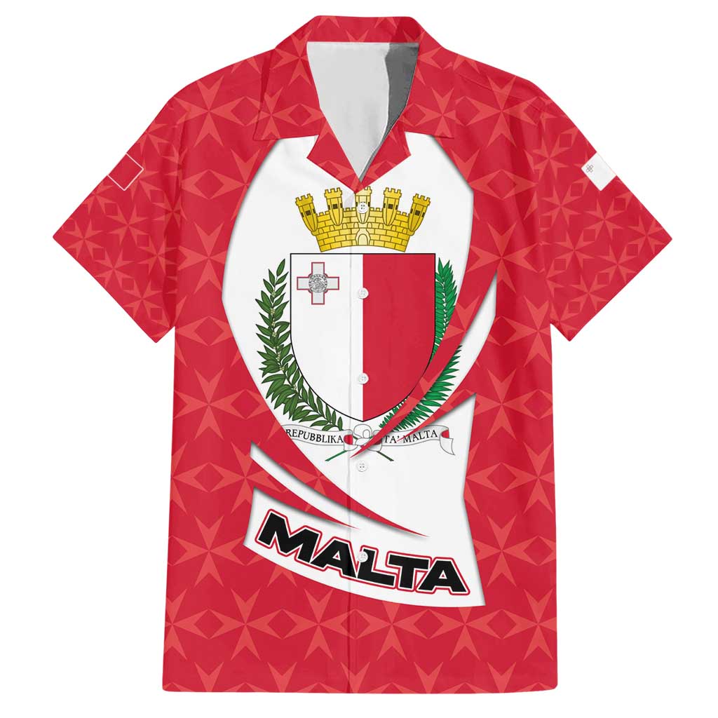 Malta Hawaiian Shirt with Red White Swirl Design - Wonder Print Shop