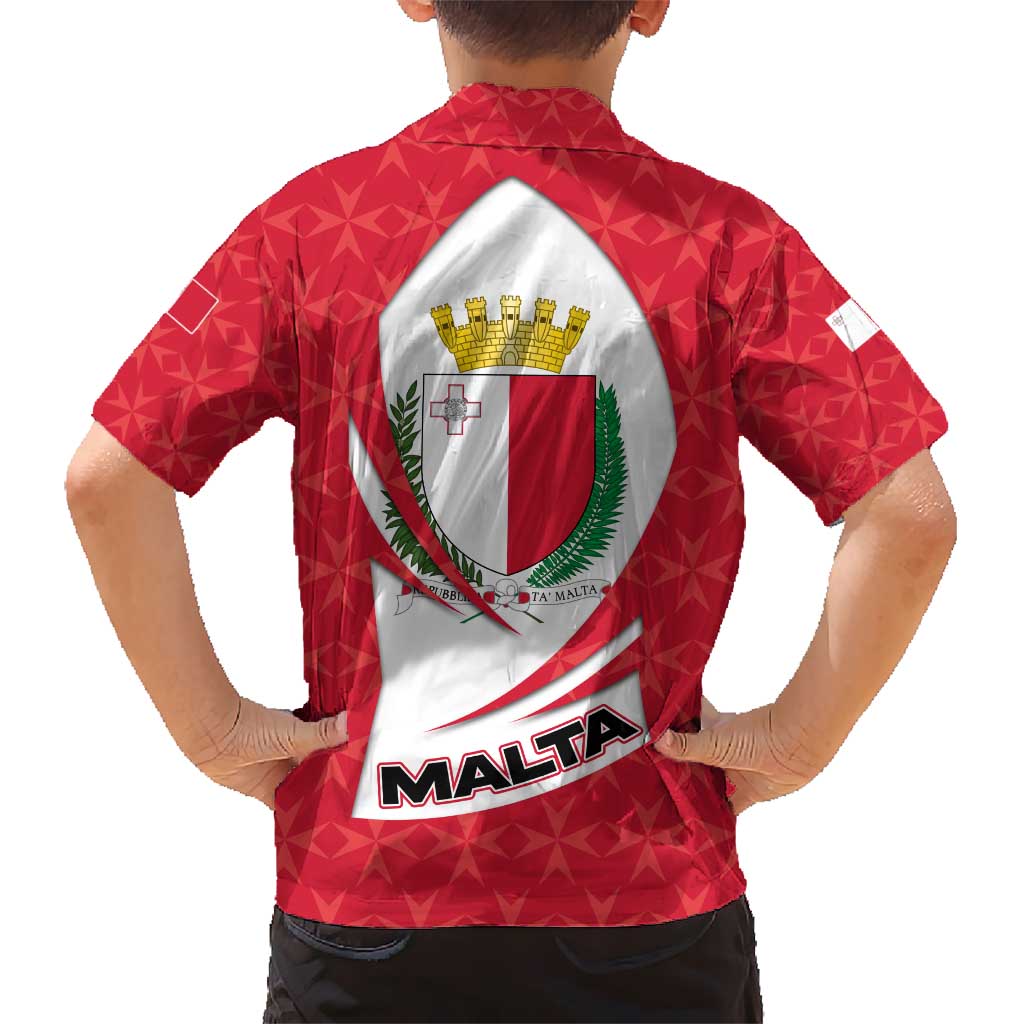 Malta Hawaiian Shirt with Red White Swirl Design - Wonder Print Shop