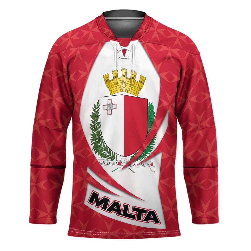 Malta Hockey Jersey with Red White Swirl Design - Wonder Print Shop