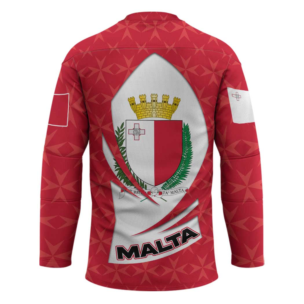 Malta Hockey Jersey with Red White Swirl Design - Wonder Print Shop