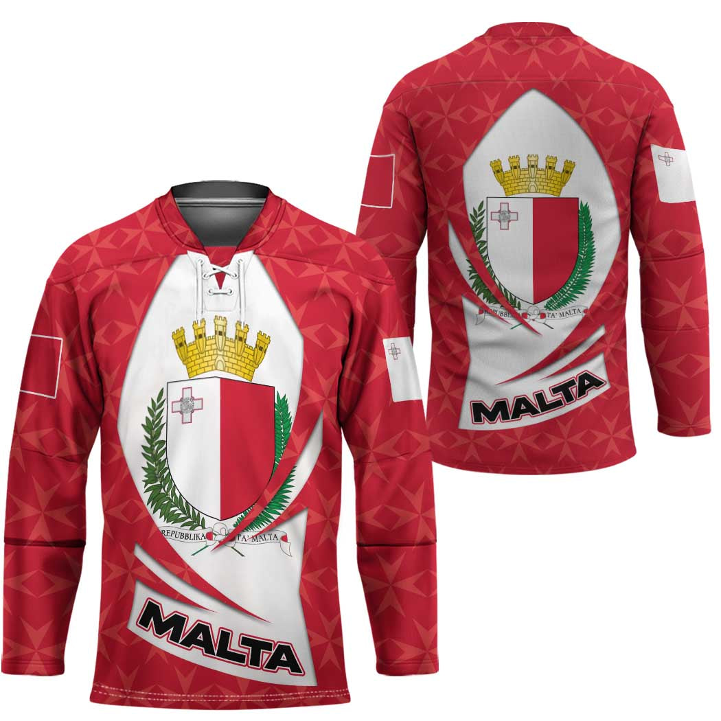 Malta Hockey Jersey with Red White Swirl Design - Wonder Print Shop