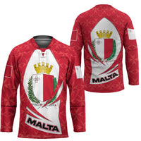 Malta Hockey Jersey with Red White Swirl Design - Wonder Print Shop