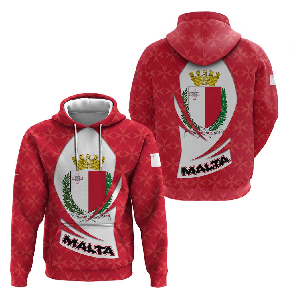 Malta Hoodie with Red White Swirl Design - Wonder Print Shop
