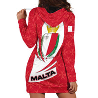 Malta Hoodie Dress with Red White Swirl Design - Wonder Print Shop