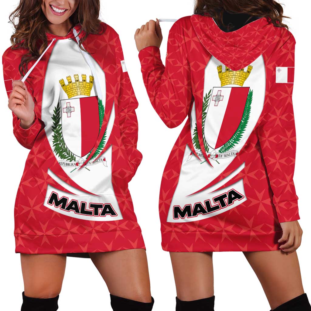 Malta Hoodie Dress with Red White Swirl Design - Wonder Print Shop