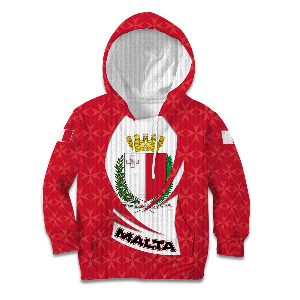 Malta Kid Hoodie with Red White Swirl Design - Wonder Print Shop