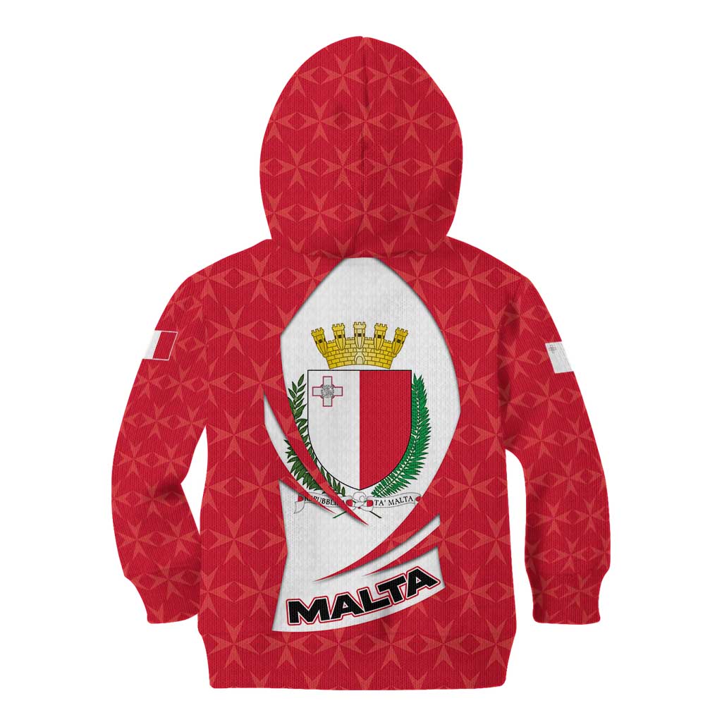 Malta Kid Hoodie with Red White Swirl Design - Wonder Print Shop