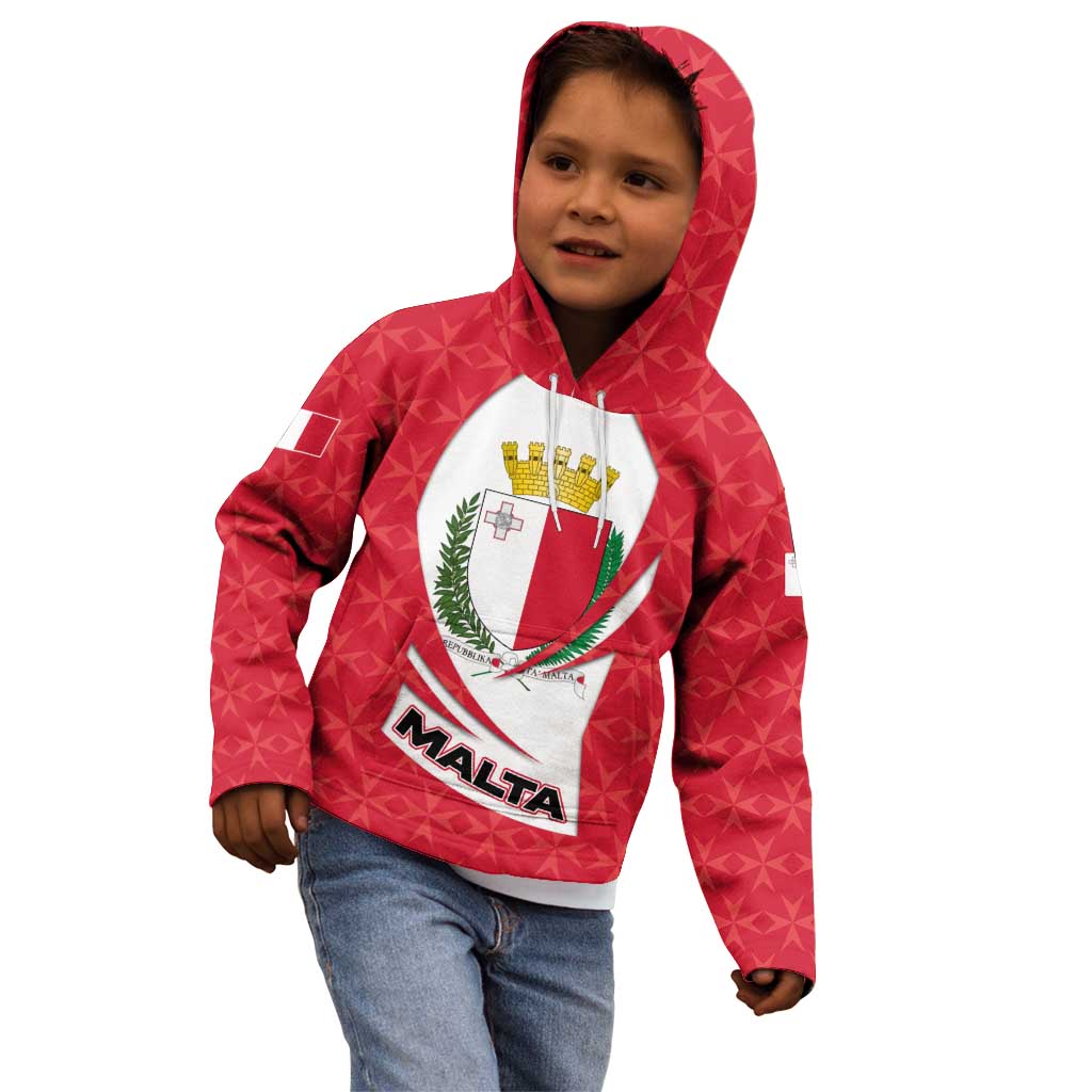 Malta Kid Hoodie with Red White Swirl Design - Wonder Print Shop