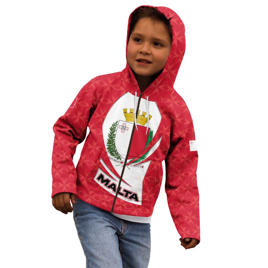 Malta Kid Hoodie with Red White Swirl Design - Wonder Print Shop