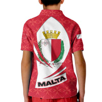 Malta Kid Polo Shirt with Red White Swirl Design - Wonder Print Shop
