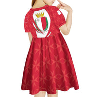 Malta Kid Short Sleeve Dress with Red White Swirl Design - Wonder Print Shop