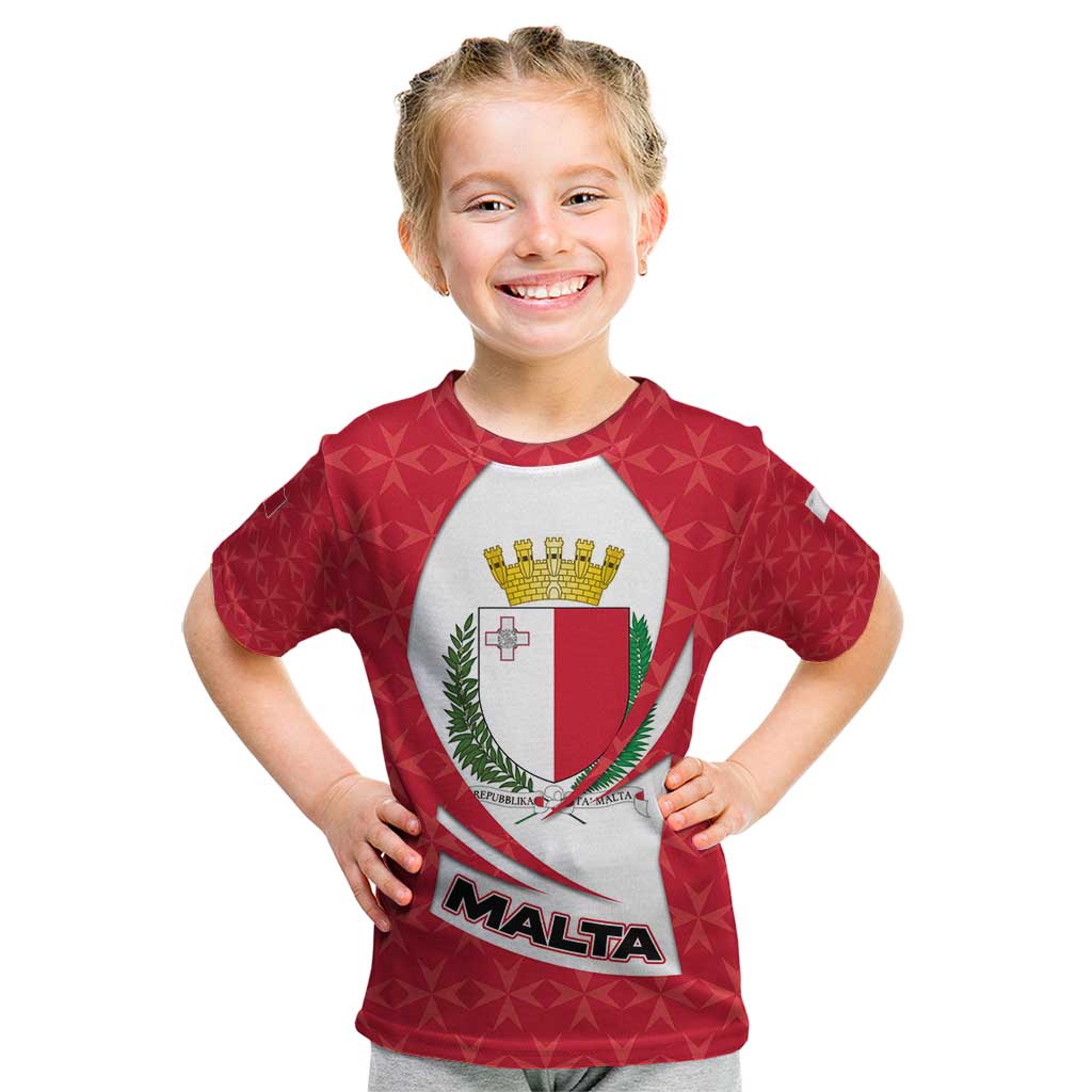 Malta Kid T Shirt with Red White Swirl Design - Wonder Print Shop