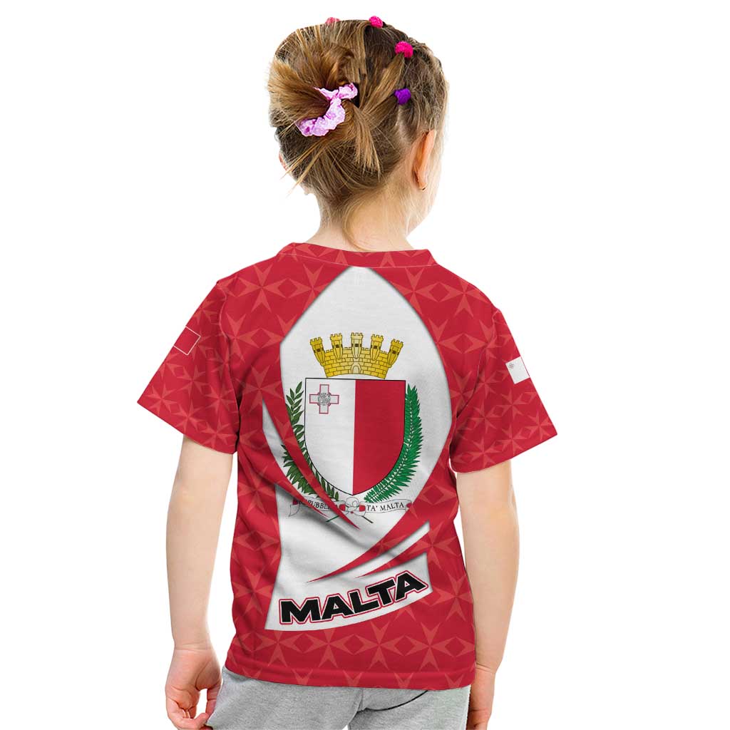 Malta Kid T Shirt with Red White Swirl Design - Wonder Print Shop