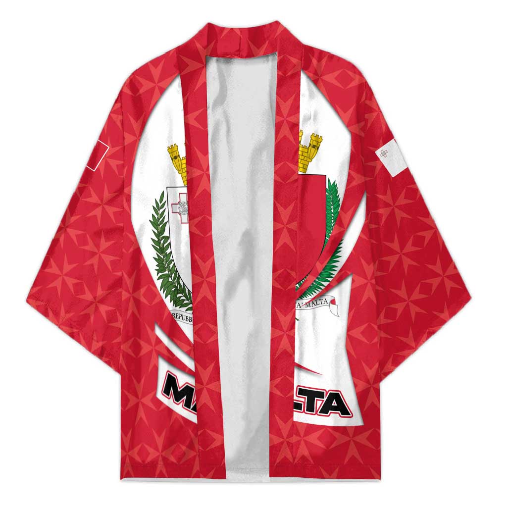 Malta Kimono with Red White Swirl Design - Wonder Print Shop