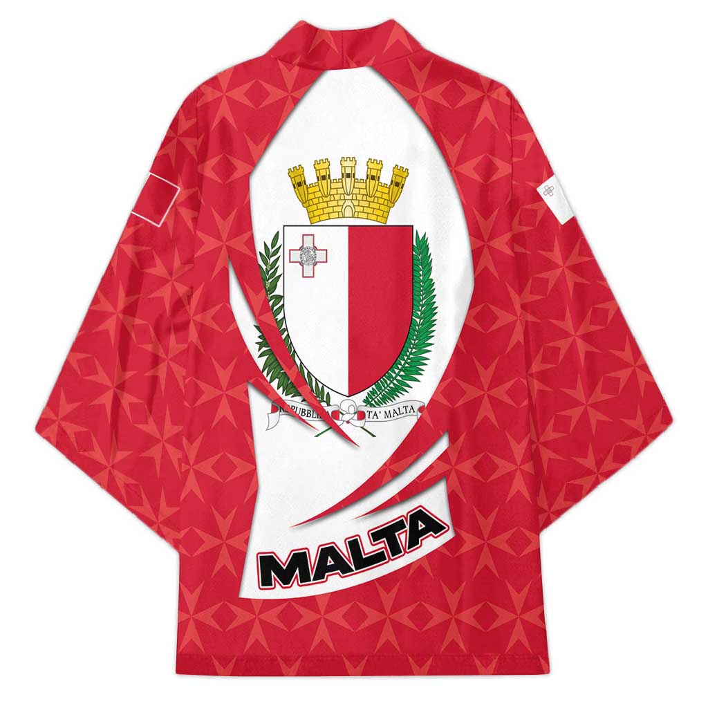 Malta Kimono with Red White Swirl Design - Wonder Print Shop