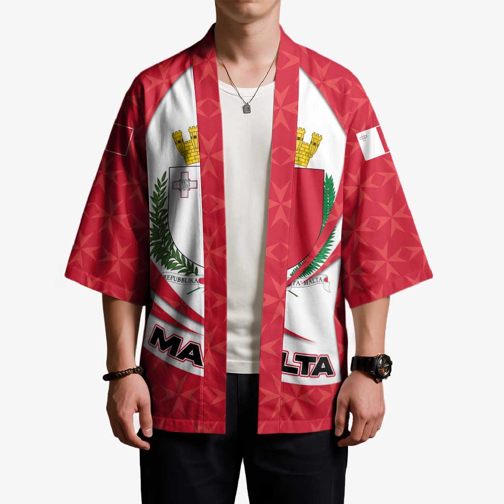 Malta Kimono with Red White Swirl Design - Wonder Print Shop