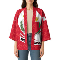 Malta Kimono with Red White Swirl Design - Wonder Print Shop