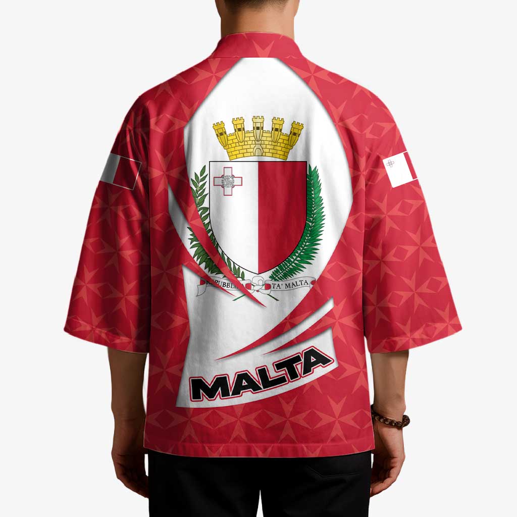 Malta Kimono with Red White Swirl Design - Wonder Print Shop