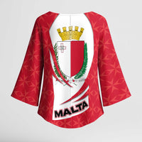 Malta Kimono Sleeve Blouse with Red White Swirl Design - Wonder Print Shop