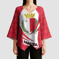 Malta Kimono Sleeve Blouse with Red White Swirl Design - Wonder Print Shop