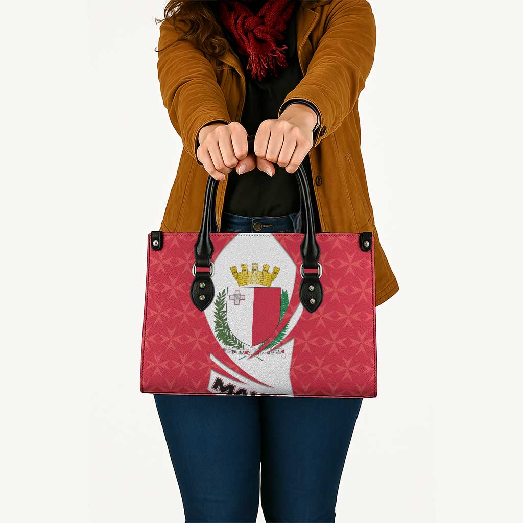 Malta Leather Bag with Red White Swirl Design - Wonder Print Shop