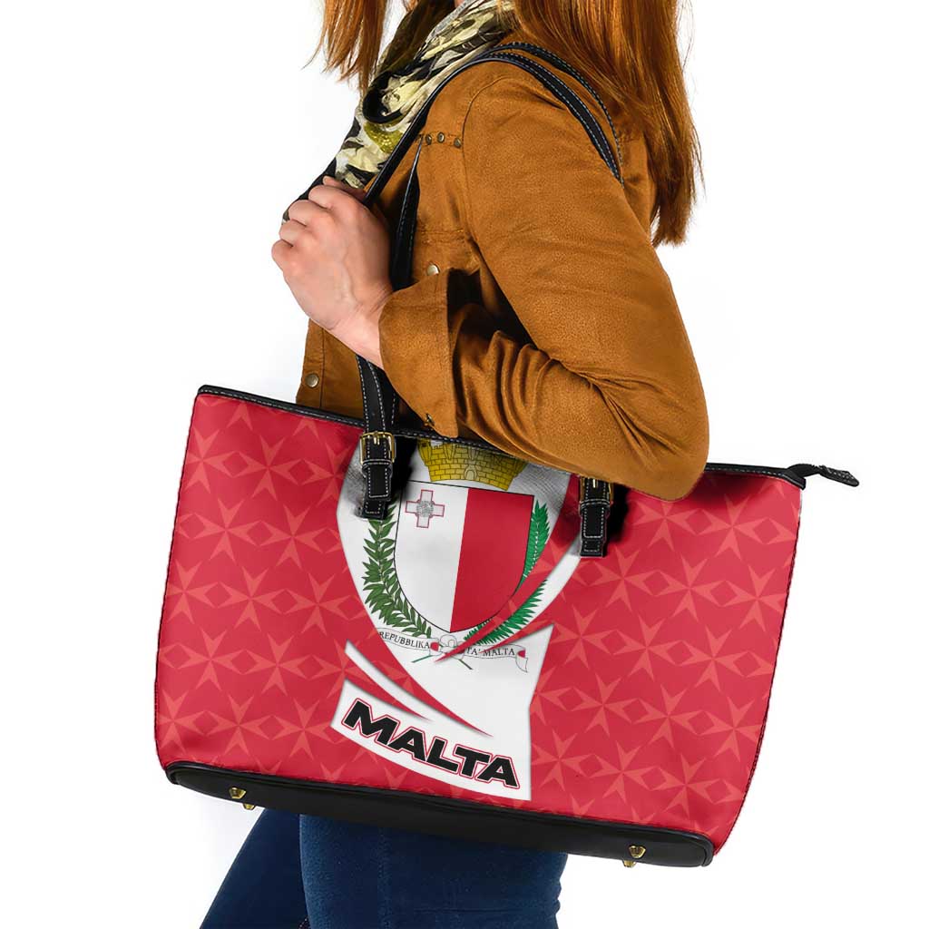 Malta Leather Tote Bag with Red White Swirl Design - Wonder Print Shop