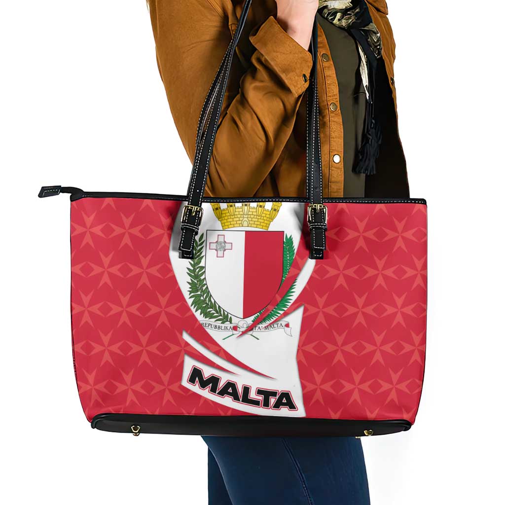 Malta Leather Tote Bag with Red White Swirl Design - Wonder Print Shop