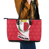 Malta Leather Tote Bag with Red White Swirl Design - Wonder Print Shop
