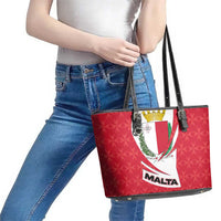 Malta Leather Tote Bag with Red White Swirl Design - Wonder Print Shop