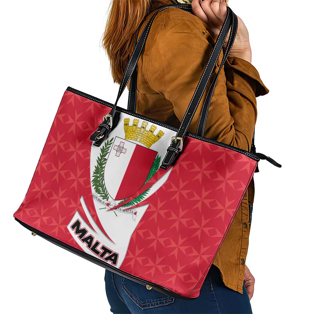 Malta Leather Tote Bag with Red White Swirl Design - Wonder Print Shop