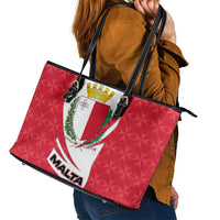 Malta Leather Tote Bag with Red White Swirl Design - Wonder Print Shop