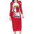 Malta Long Sleeve Bodycon Dress with Red White Swirl Design - Wonder Print Shop