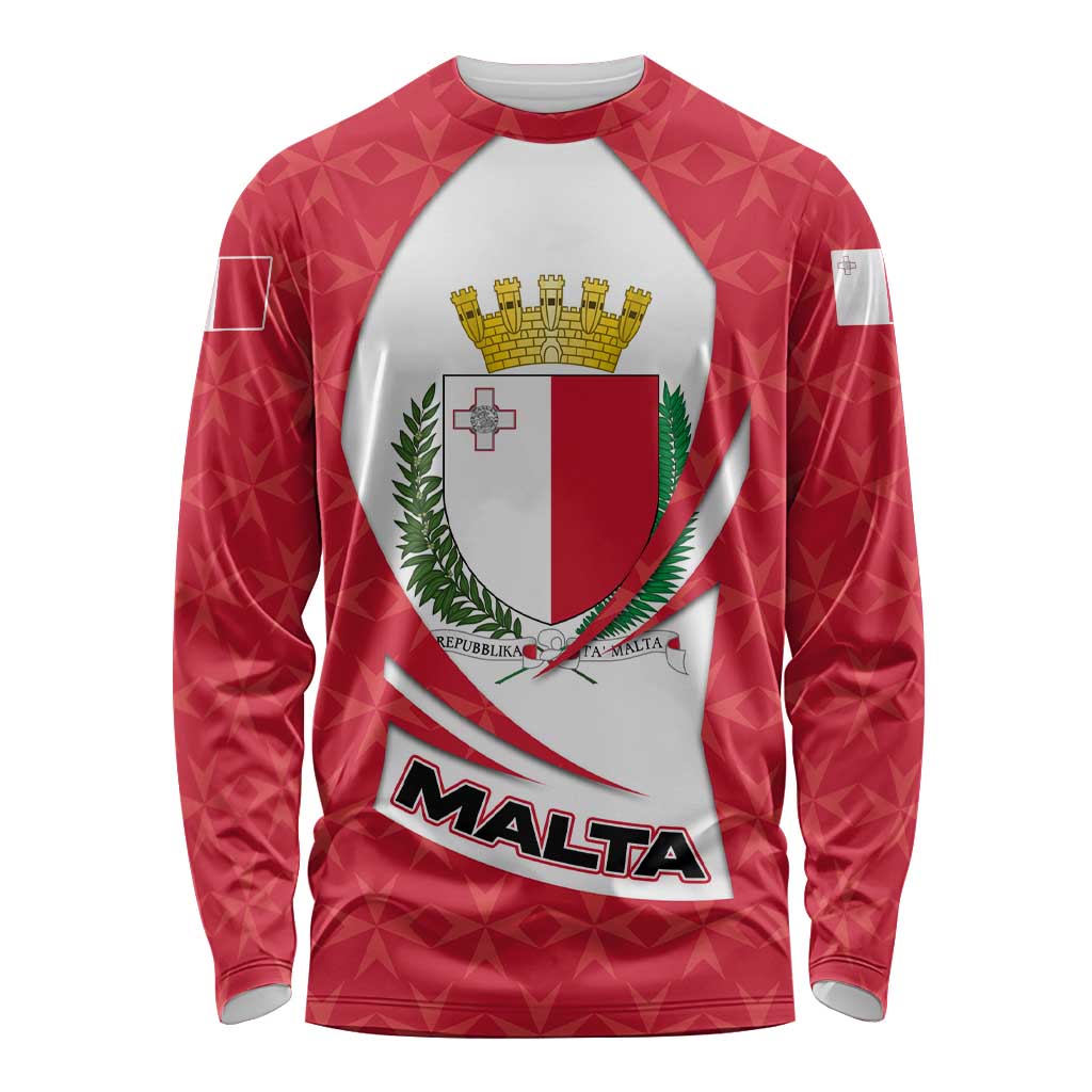 Malta Long Sleeve Shirt with Red White Swirl Design - Wonder Print Shop