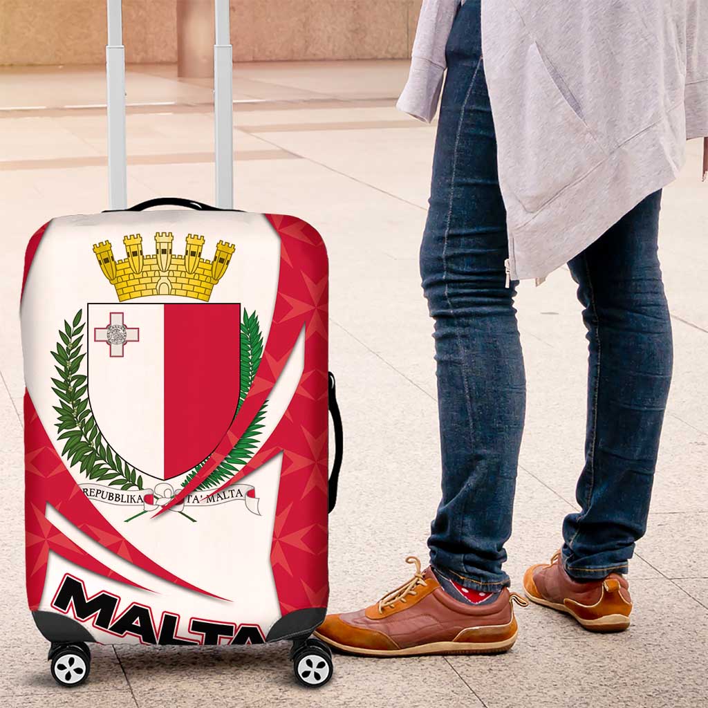 Malta Luggage Cover with Red White Swirl Design - Wonder Print Shop
