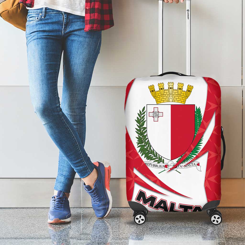 Malta Luggage Cover with Red White Swirl Design - Wonder Print Shop