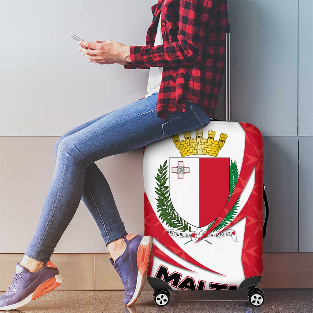Malta Luggage Cover with Red White Swirl Design - Wonder Print Shop