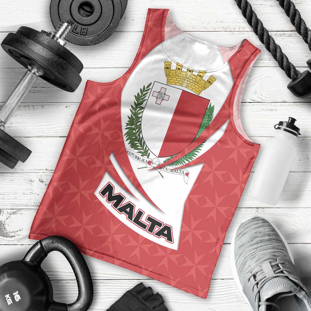 Malta Men Tank Top with Red White Swirl Design - Wonder Print Shop