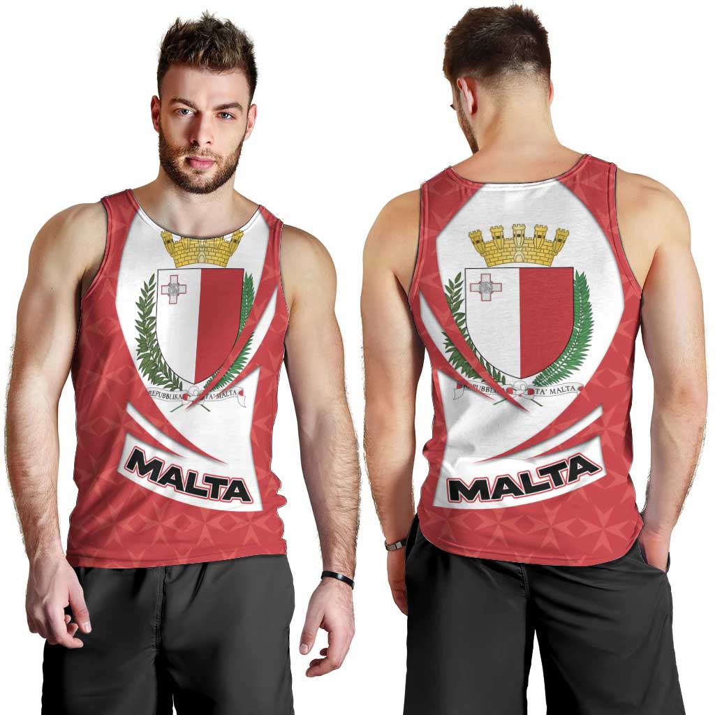 Malta Men Tank Top with Red White Swirl Design - Wonder Print Shop