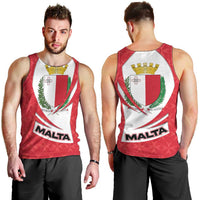 Malta Men Tank Top with Red White Swirl Design - Wonder Print Shop