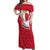 Malta Off Shoulder Maxi Dress with Red White Swirl Design - Wonder Print Shop