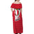 Malta Off Shoulder Maxi Dress with Red White Swirl Design - Wonder Print Shop