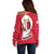 Malta Off Shoulder Sweater with Red White Swirl Design - Wonder Print Shop