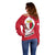Malta Off Shoulder Sweater with Red White Swirl Design - Wonder Print Shop