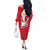 Malta Off The Shoulder Long Sleeve Dress with Red White Swirl Design - Wonder Print Shop