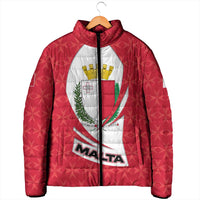 Malta Padded Jacket with Red White Swirl Design - Wonder Print Shop
