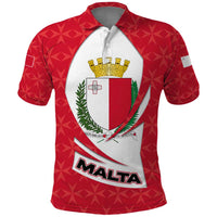 Malta Polo Shirt with Red White Swirl Design - Wonder Print Shop