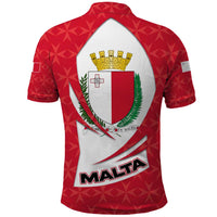 Malta Polo Shirt with Red White Swirl Design - Wonder Print Shop
