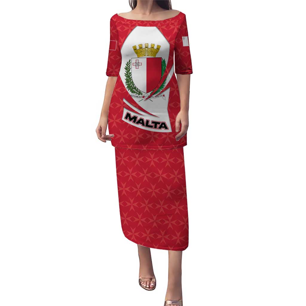 Malta Puletasi with Red White Swirl Design - Wonder Print Shop