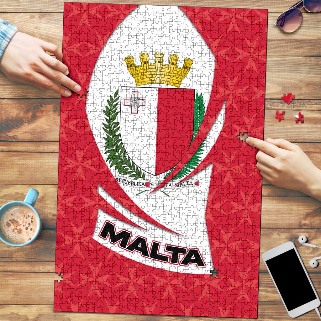 Malta Puzzle with Red White Swirl Design - Wonder Print Shop